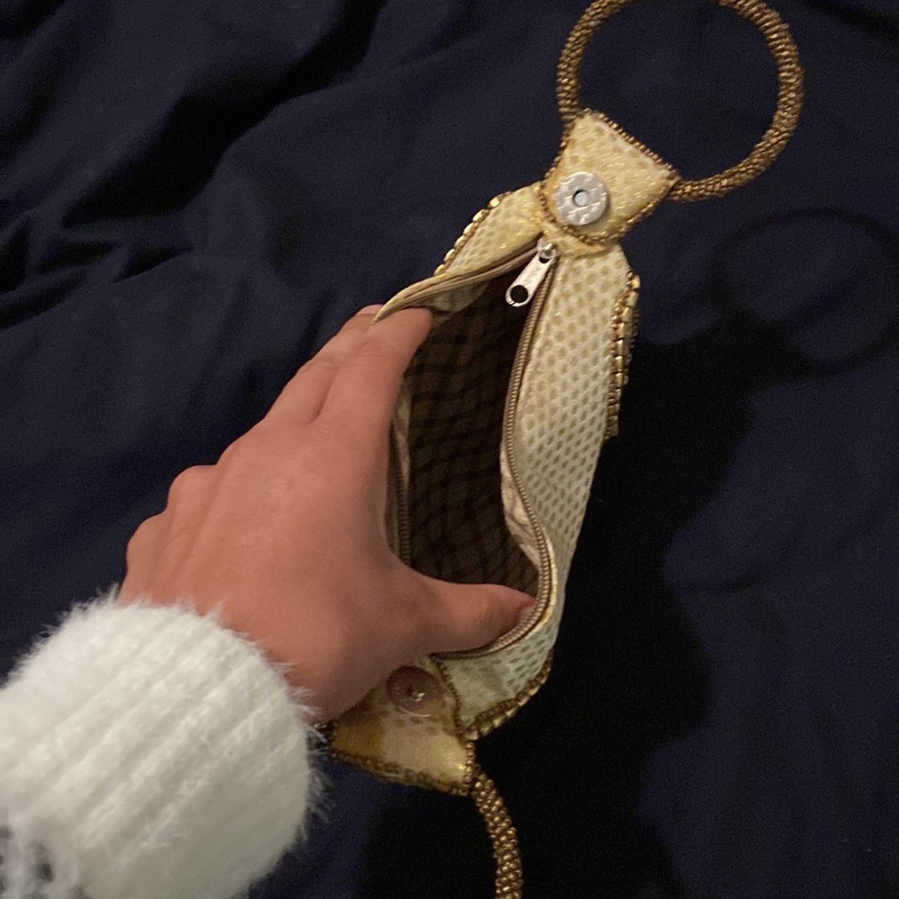 Gold Beaded Evening Wristlet Bag - Picture 4 of 6
